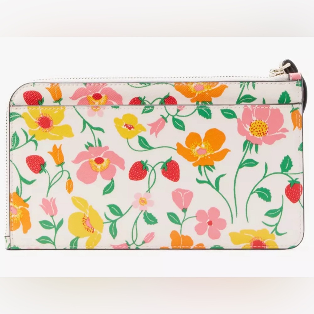 NWT: Kate Spade - Pink, Floral, Lucy Garden Medium L-zip Wristlet - Picture 2 of 6